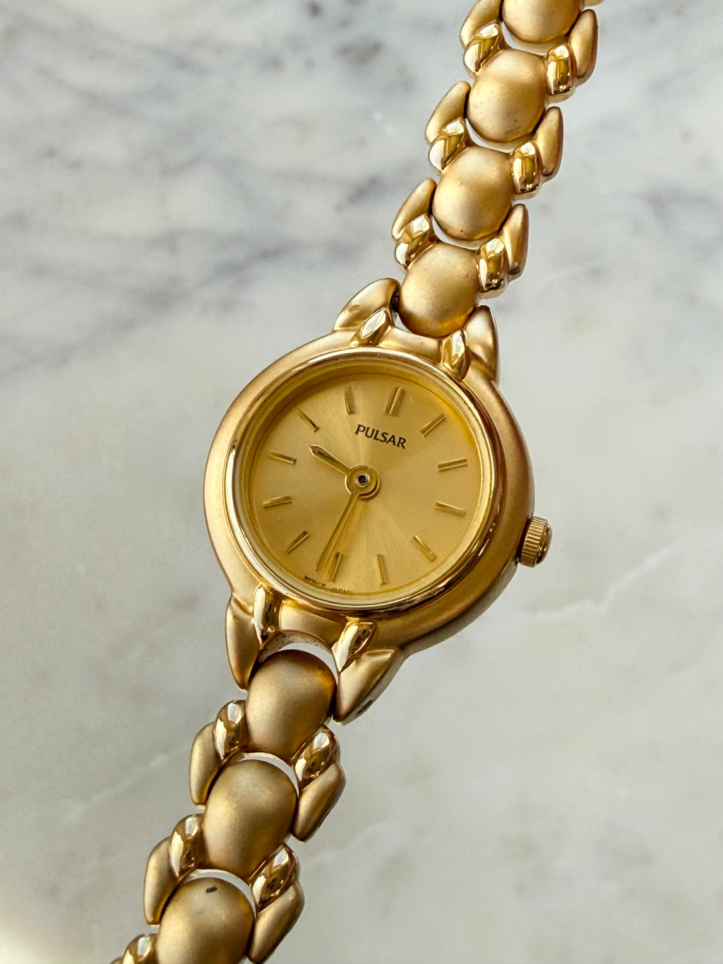 1991 Pulsar By SEIKO Gold Tone Bracelet Watch