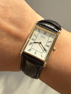 1984 Seiko Quartz Two Tone Roman Tank Watch