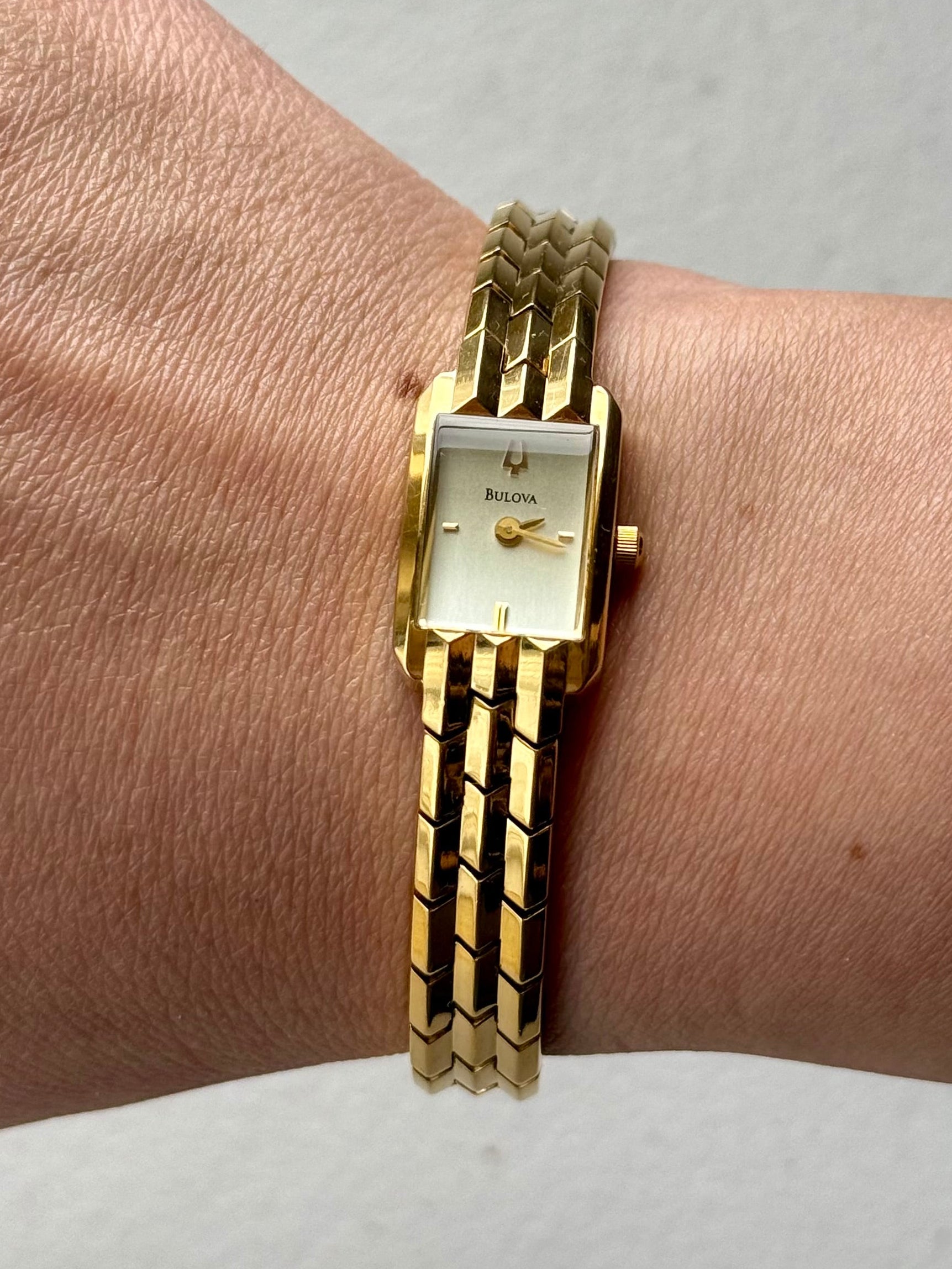 2003 Bulova Gold Tone Tank Watch – River Moons Vintage