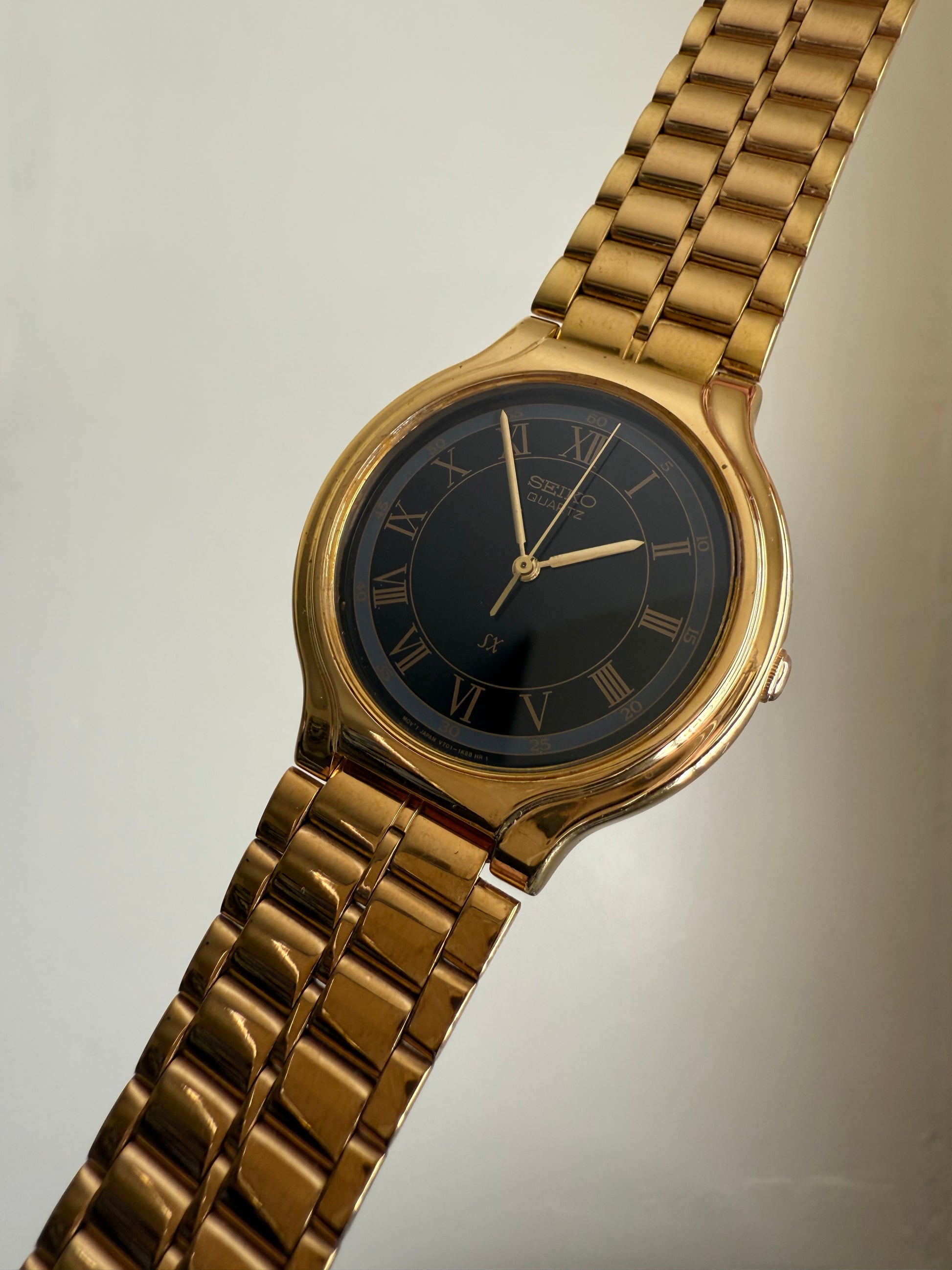 Seiko Vintage 90's SX Gold Tone Roman Gilt Dial Quartz Watch