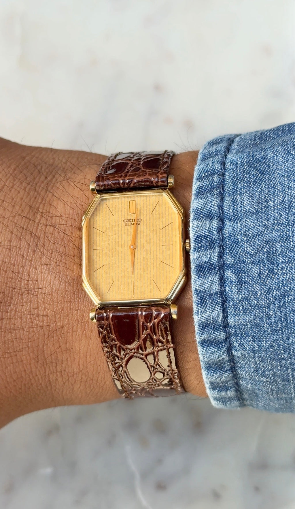 1984 Seiko Quartz Gold Plated Octagon Tank Watch