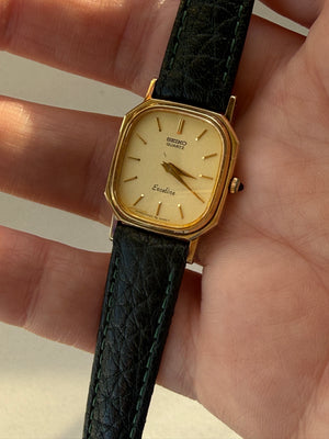 1983 Seiko Quartz Exceline Gold Plated Tank Watch