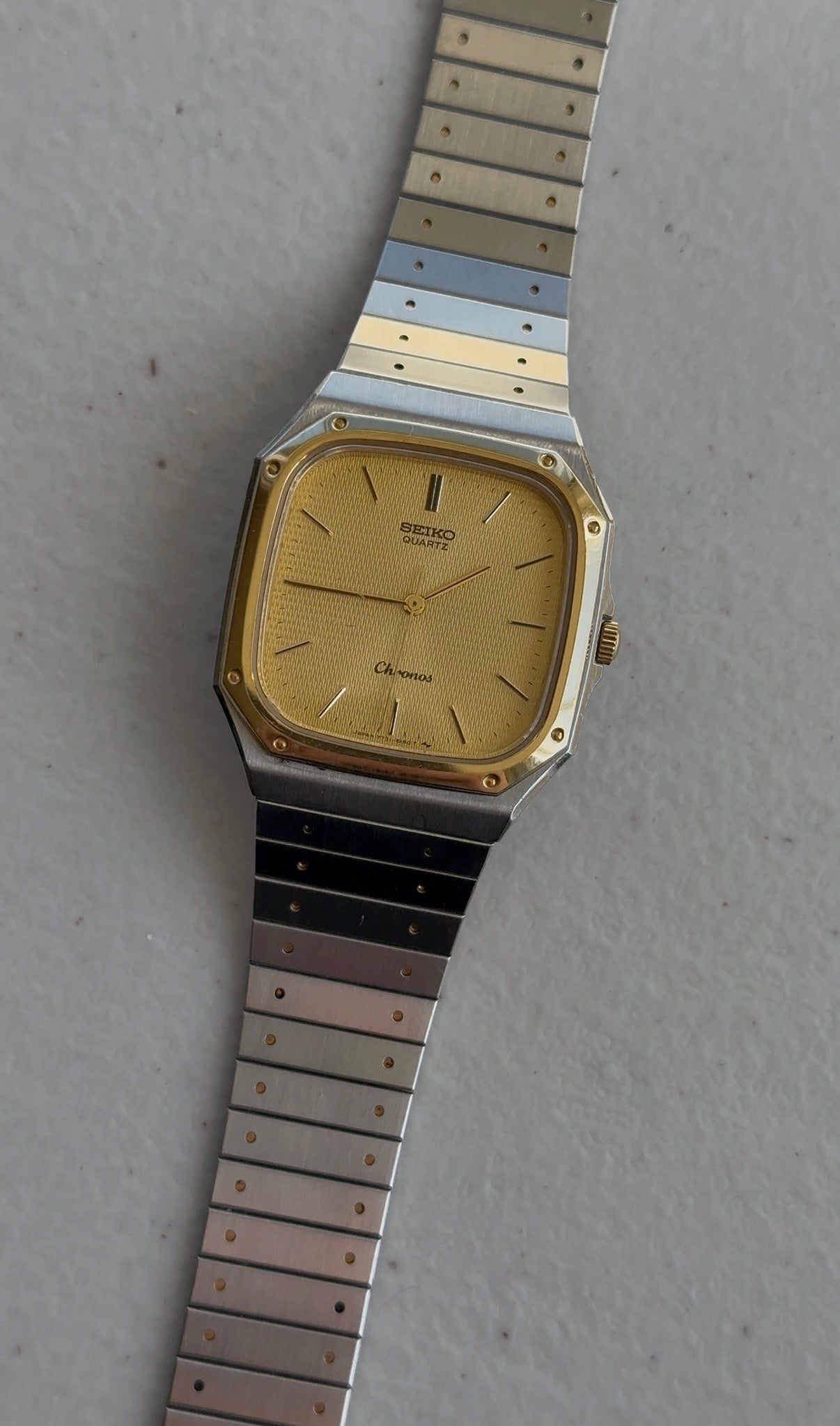 1984 Seiko Quartz Chronos Two Tone Octagon Watch