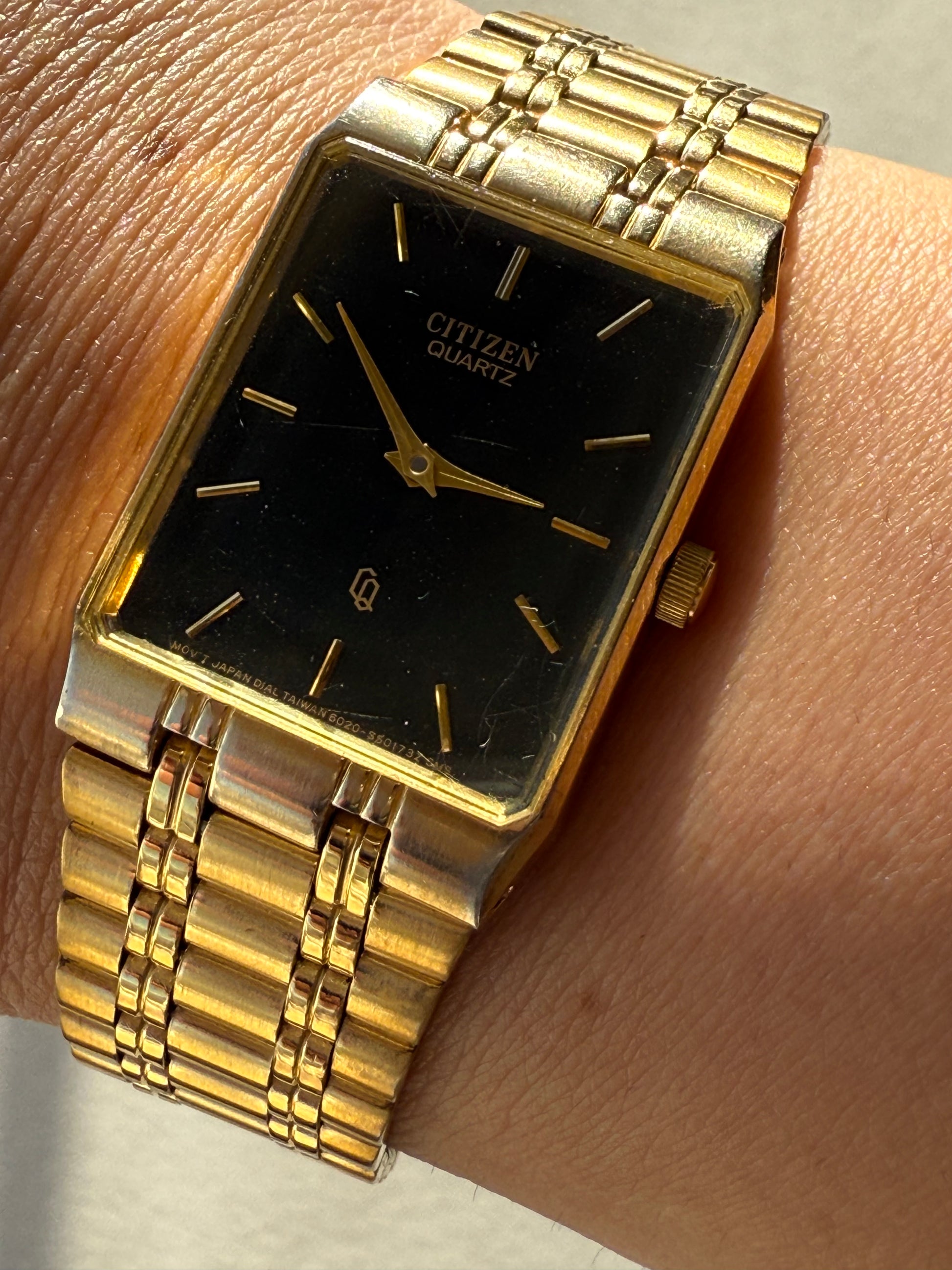 1980’s Citizen Quartz CQ Gold Tone Tank
