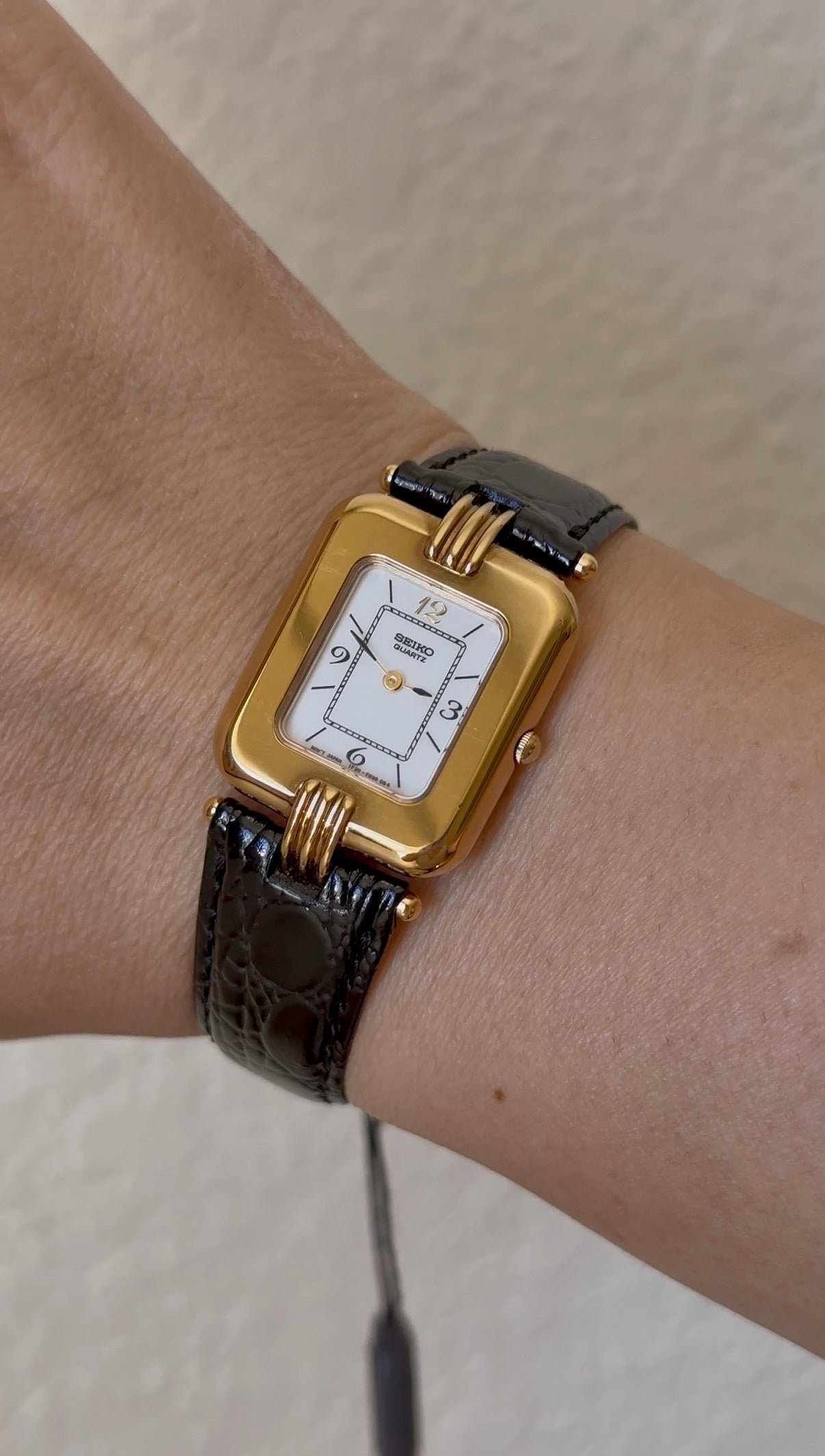 1992 Seiko Quartz (NOS) Gold Tone Tank Watch