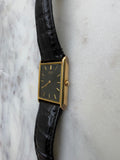 Seiko Vintage V700Tank Watch - 25mm Gold Tone with Black Leather Strap - New Battery