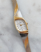 1980's Elgin Quartz Two Tone Asymmetrical Watch
