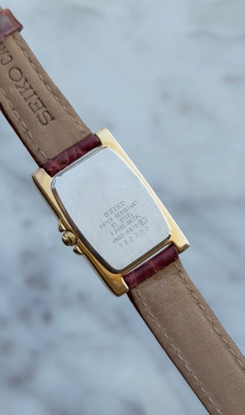 1988 Seiko Quartz (NOS) Gold Tone Tank Watch