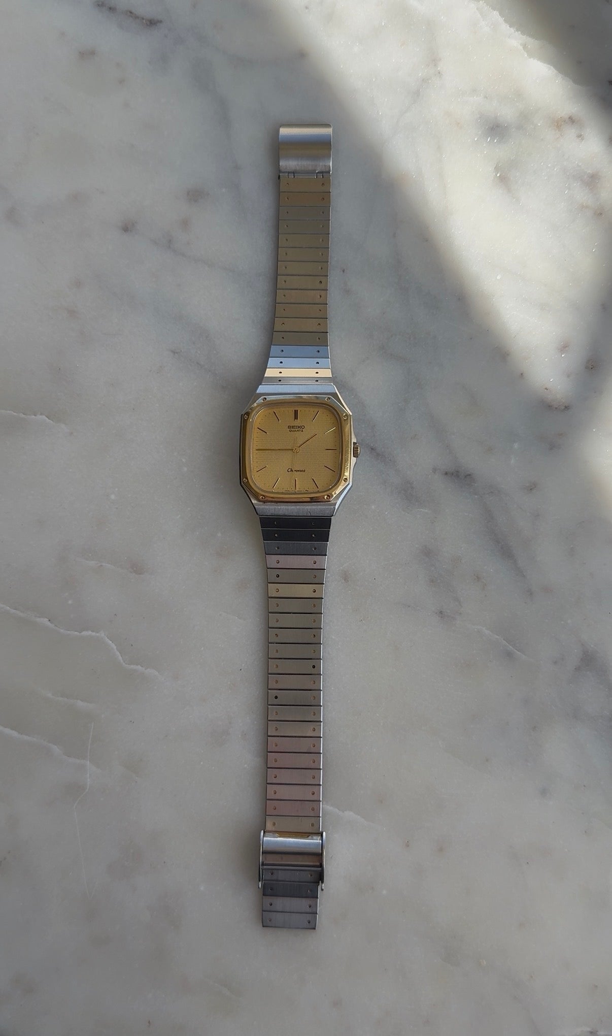 1984 Seiko Quartz Chronos Two Tone Octagon Watch