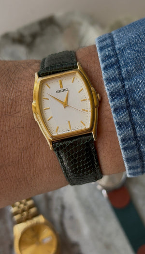 1998 Seiko Quartz Gold Tone Tonneau Watch