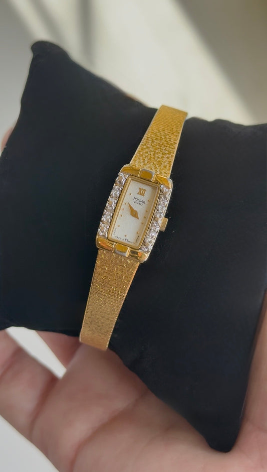 1987 Pulsar Quartz V220 Gemstone Tank Watch