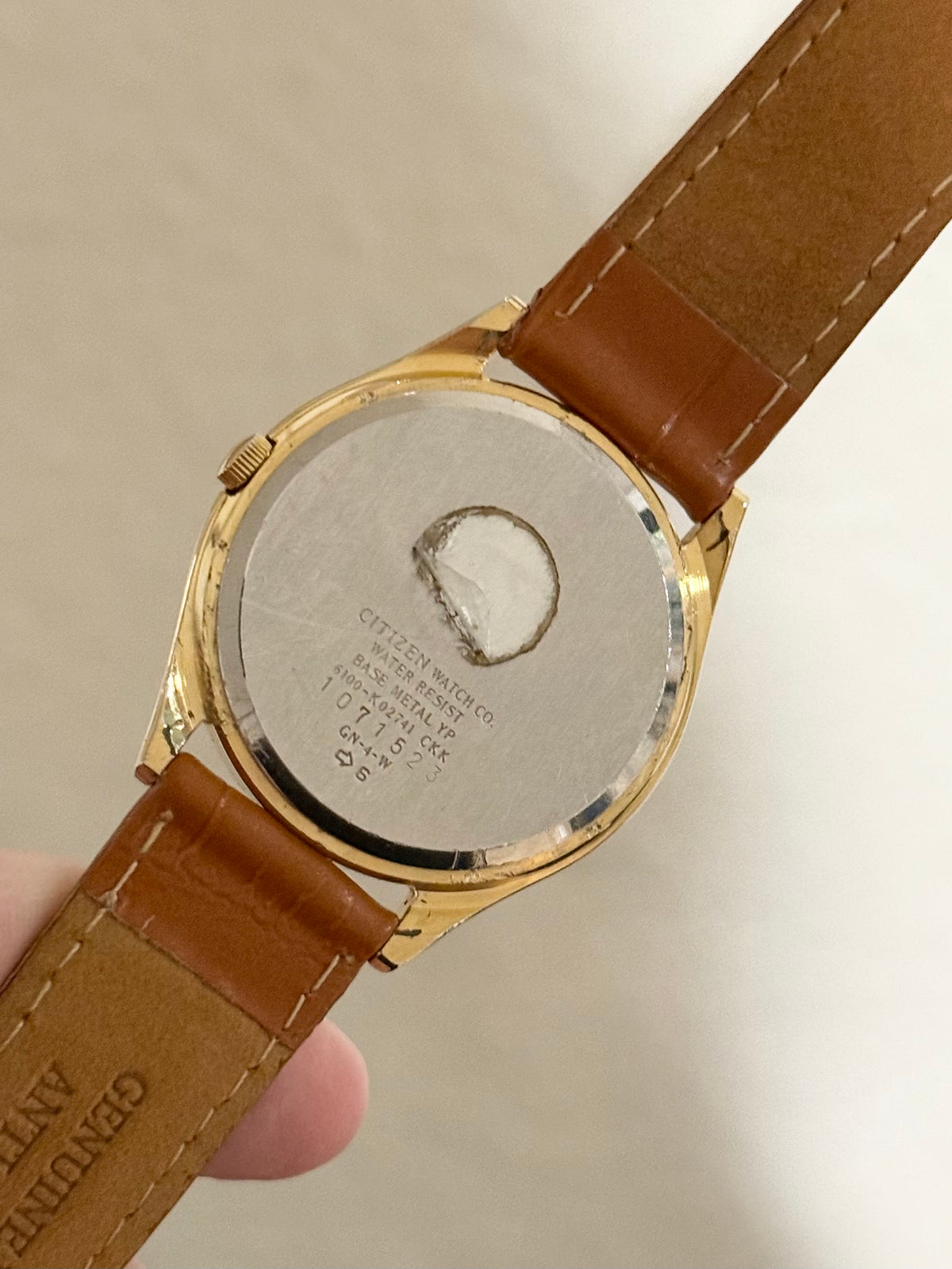 1980's Citizen Quartz CQ Gold Tone Decagon Day Date Watch