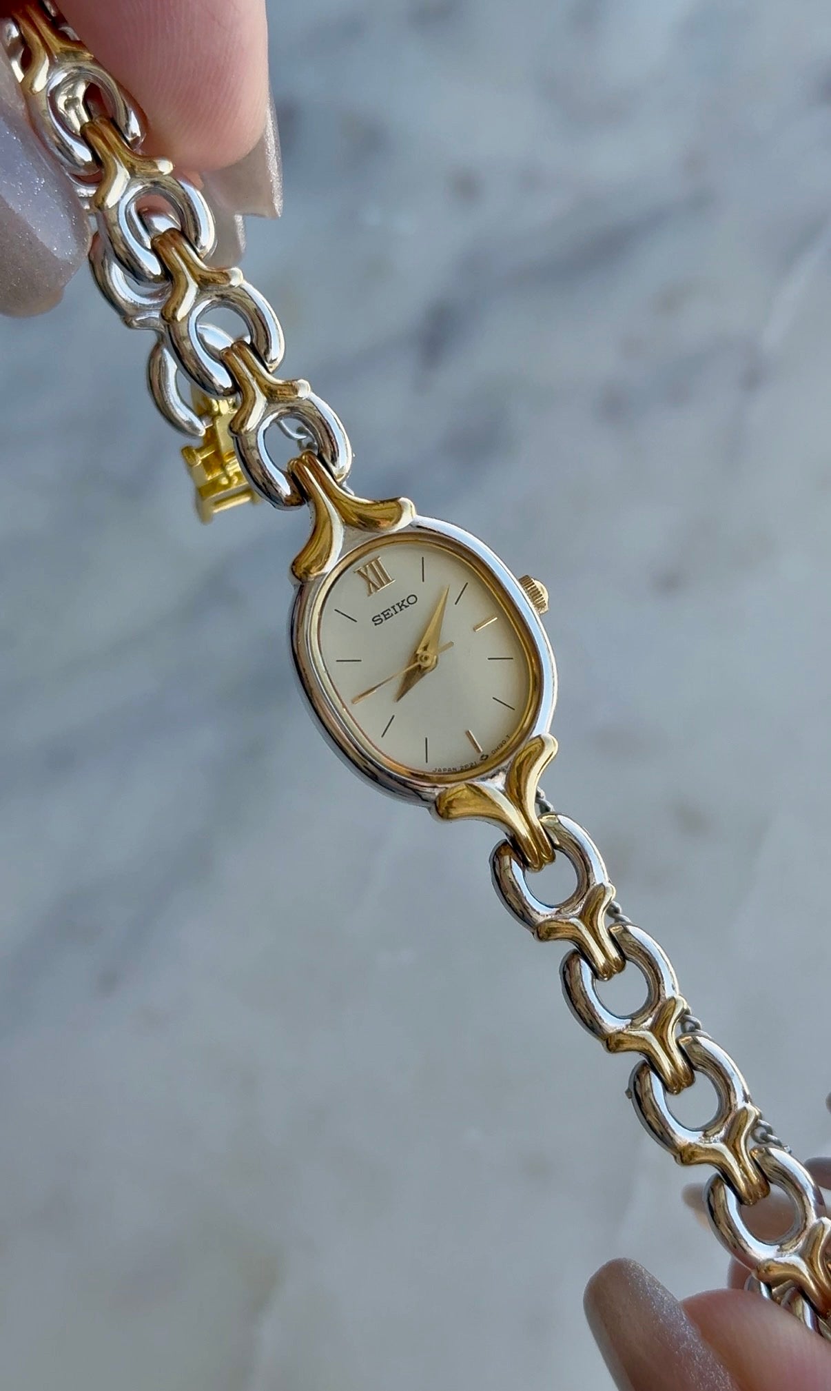 1989 Seiko Quartz Oval Two Tone Bracelet Watch