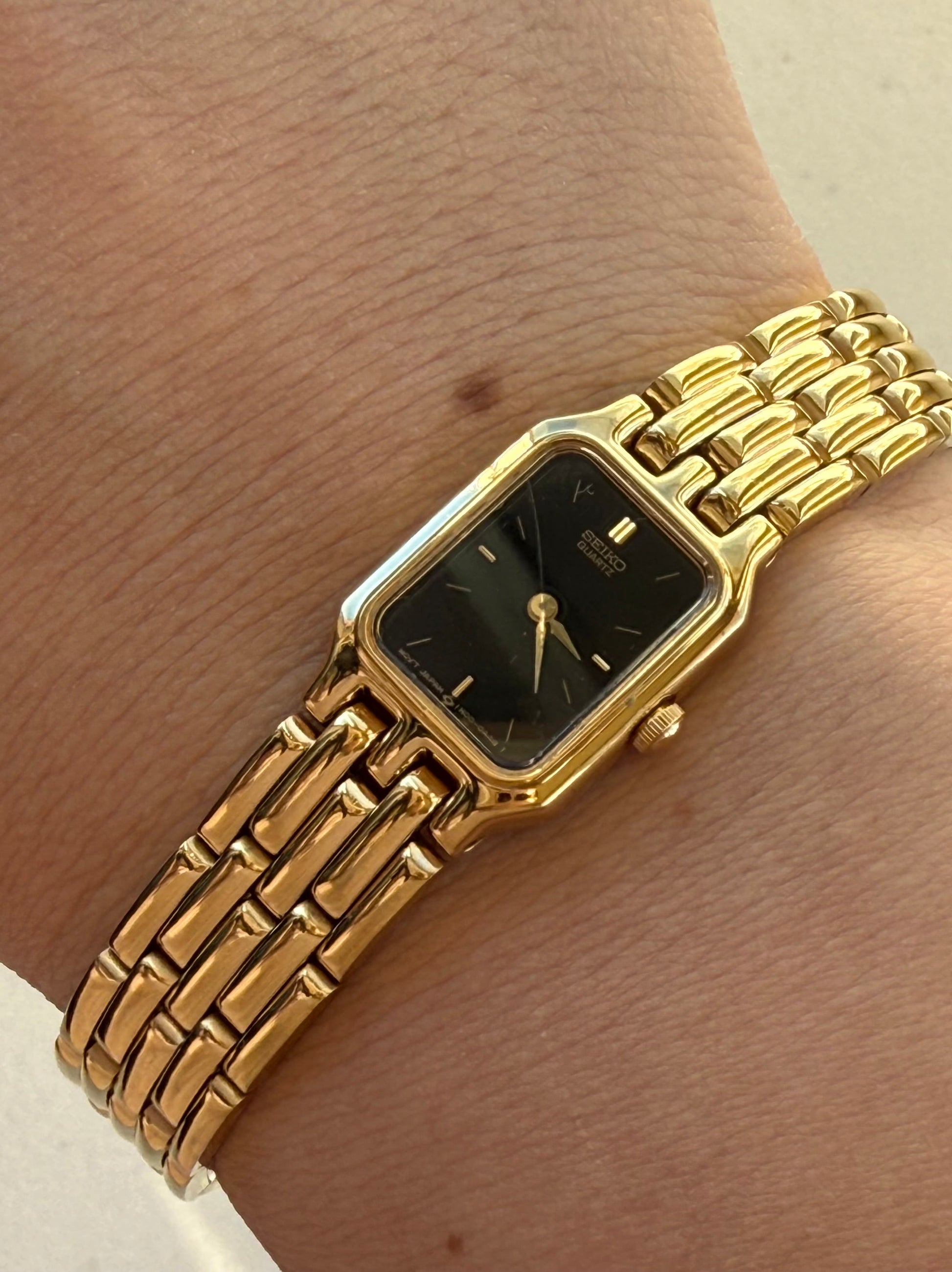 1991 Seiko Quartz Gold Tone Tank Watch