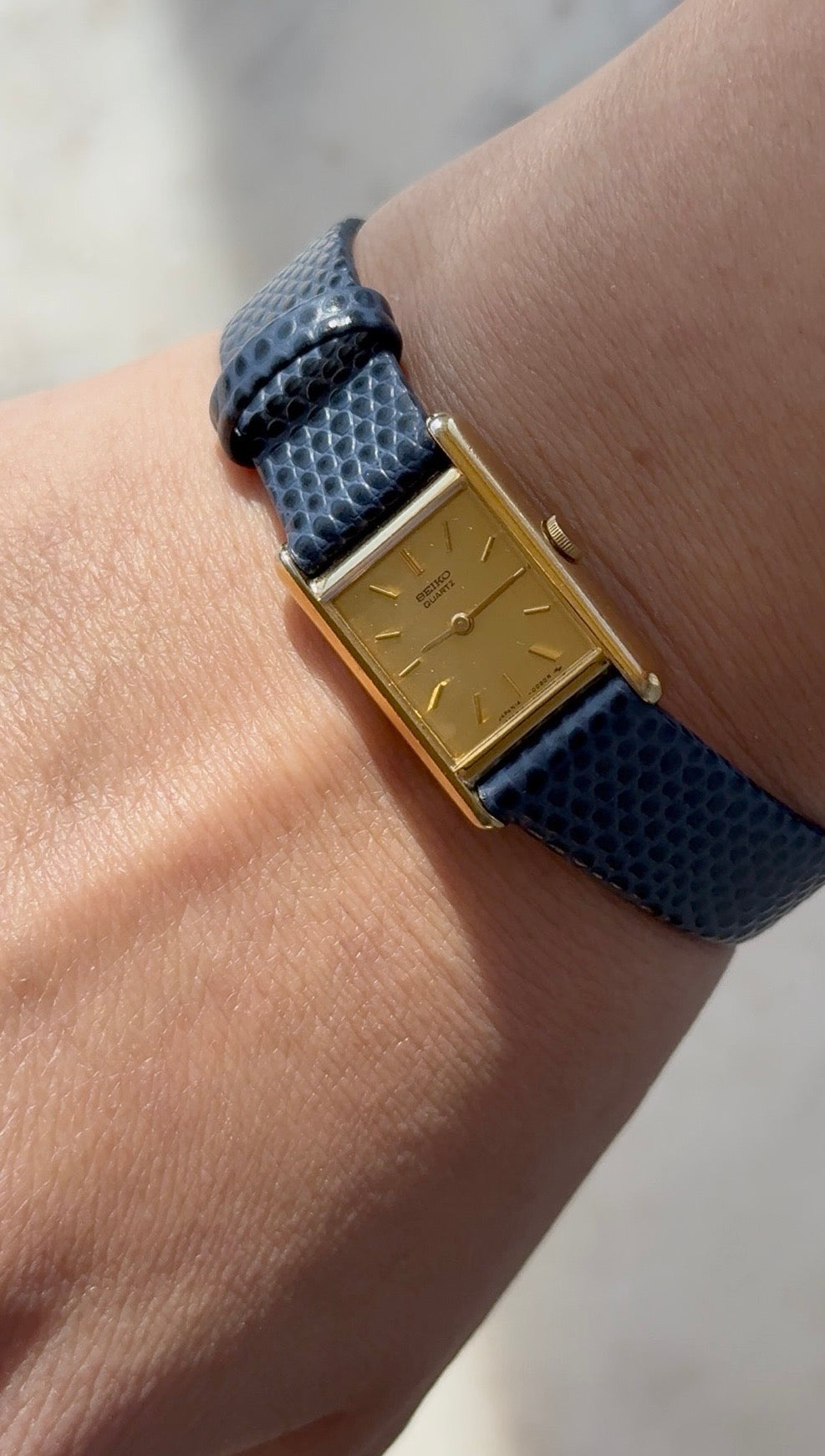 1980 Seiko Quartz Gold Tone Tank Watch