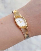 1980's Elgin Quartz Two Tone Asymmetrical Watch