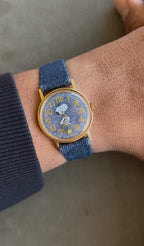 1970’s Timex Denim Tennis Snoopy Gold Tone Mechanical Watch