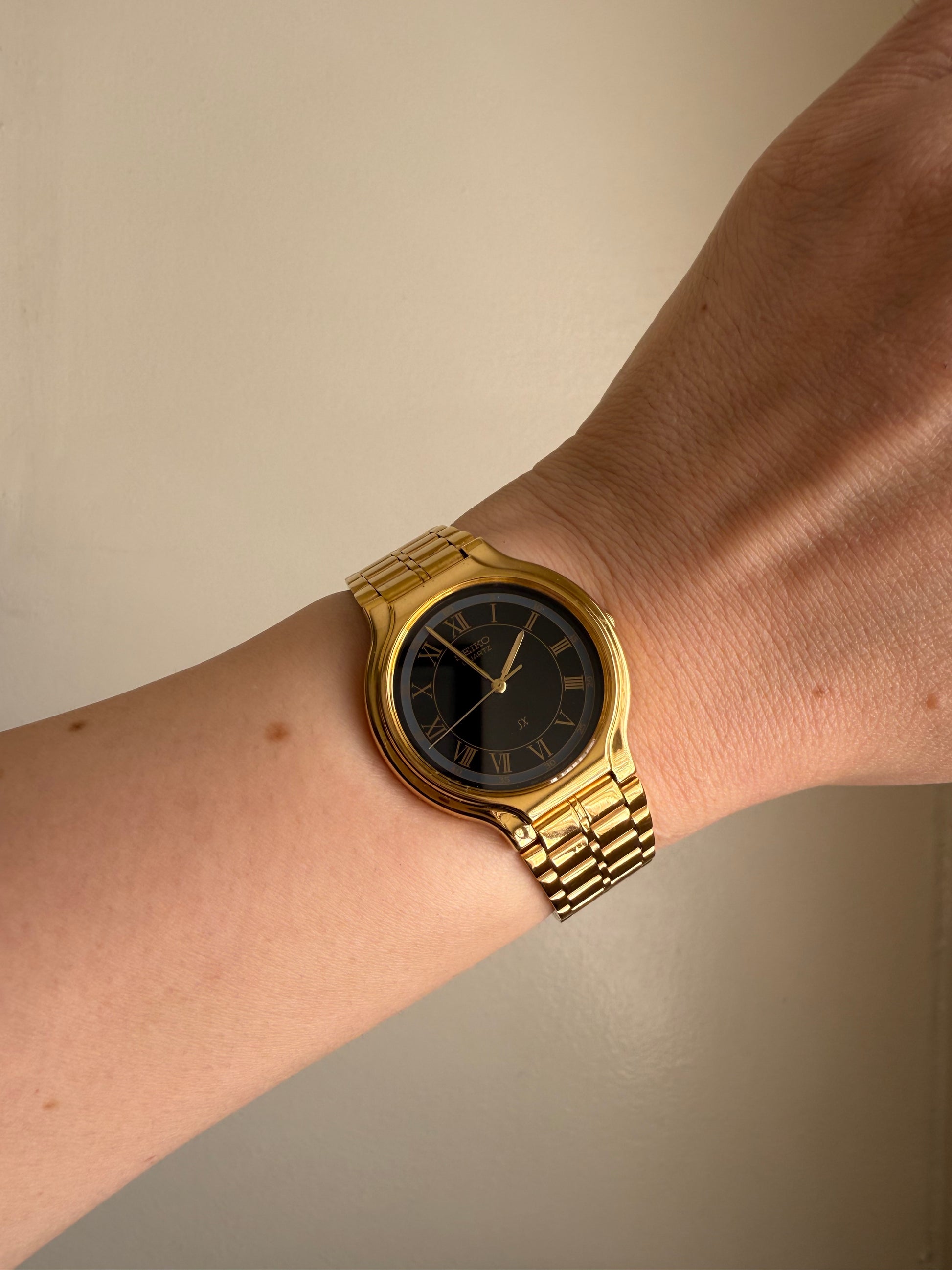 Seiko Vintage 90's SX Gold Tone Roman Gilt Dial Quartz Watch