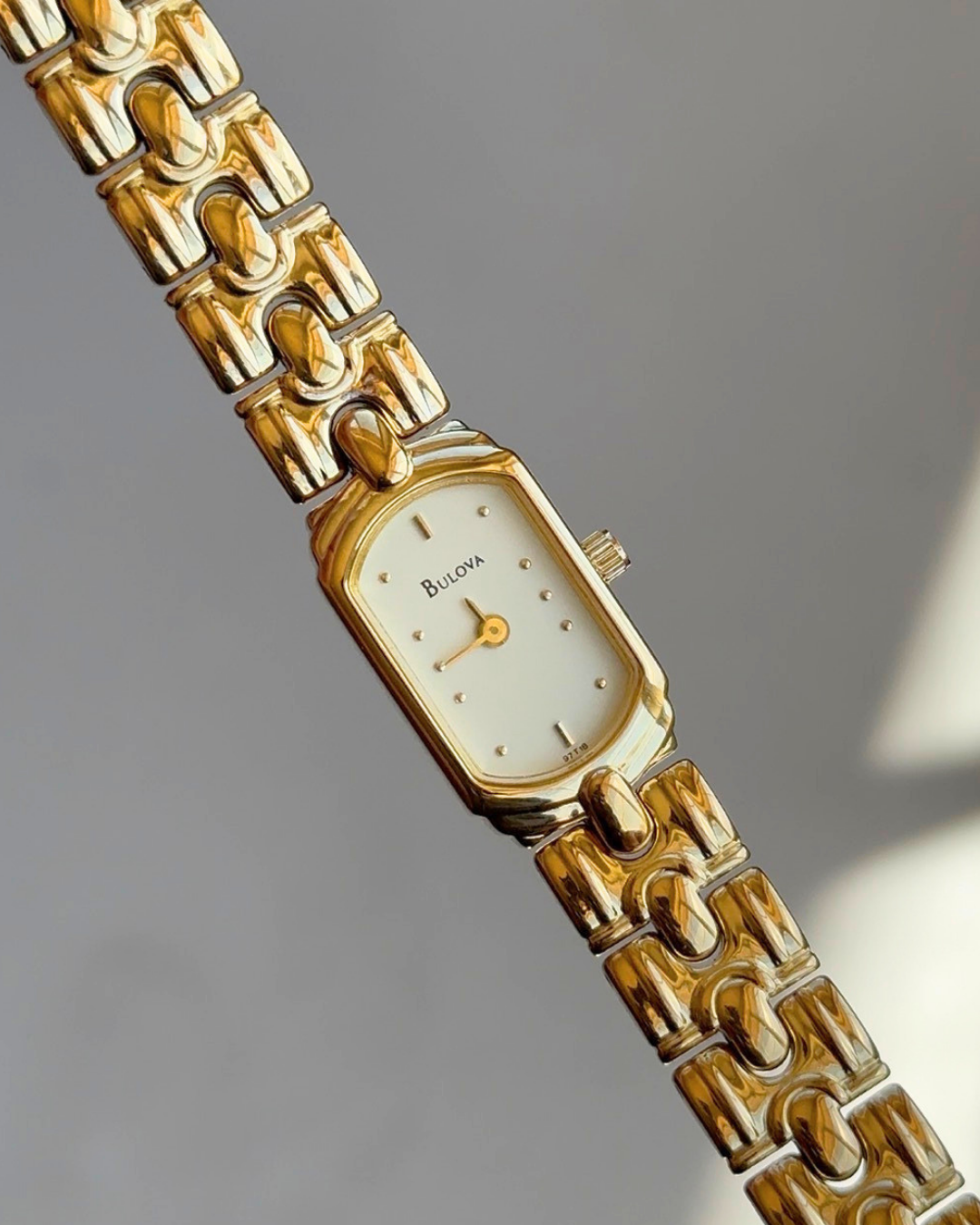 1997 Bulova Tonneau Gold Tone Bracelet Watch