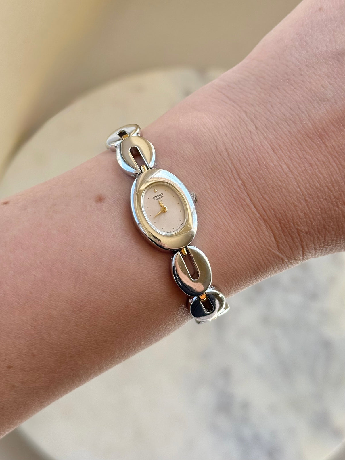 1984 Seiko Quartz Oval Two Tone Bracelet Watch