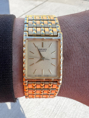 1988 Seiko Quartz Gold Tone Tank Watch