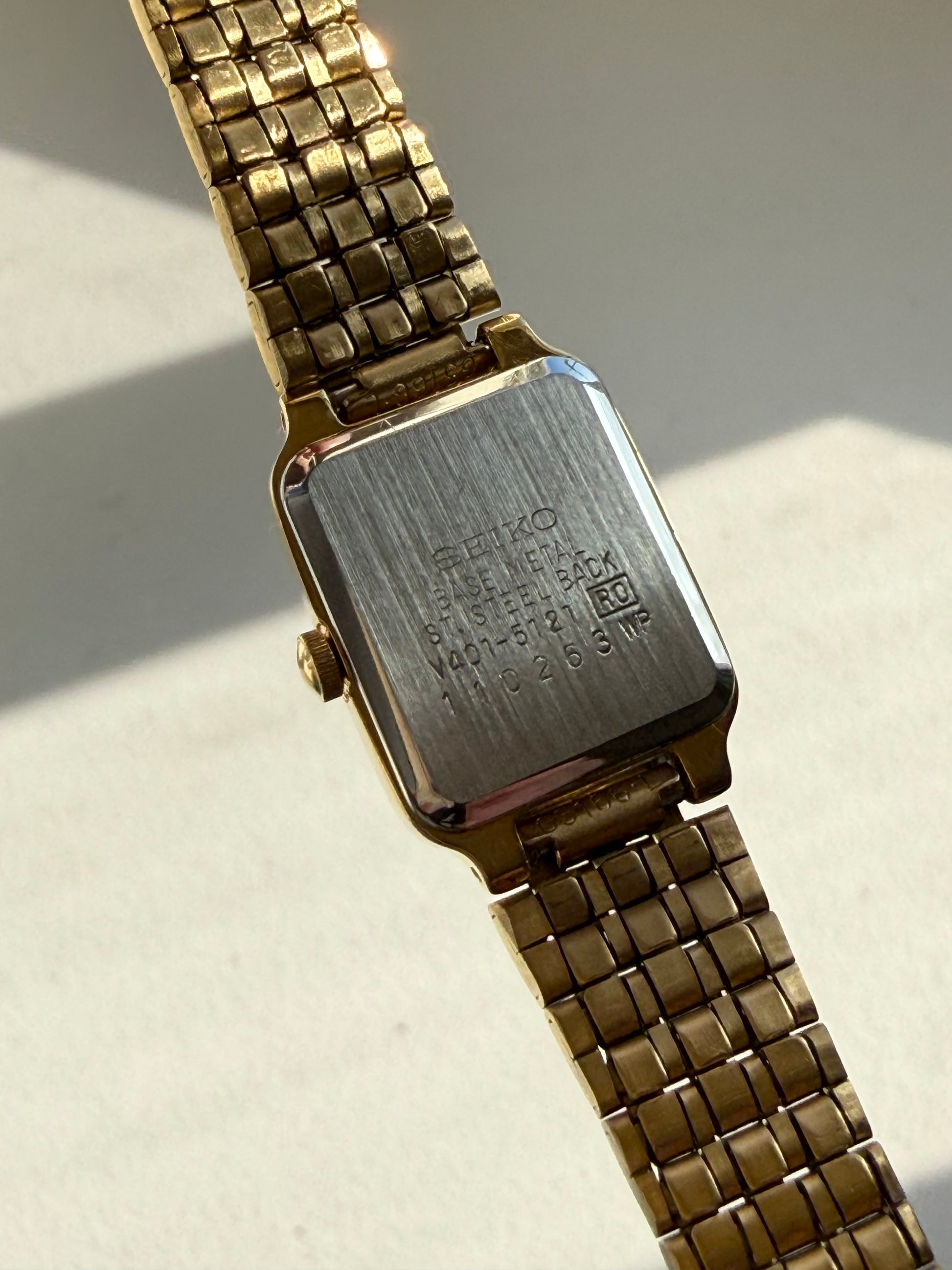 1991 Seiko Quartz SX Gold Tone Tank Watch