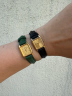1988 Seiko Quartz Gold Tone Gold Dial Tank Watch