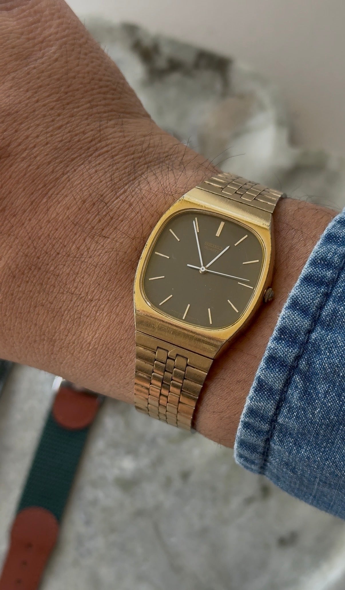 1979 Seiko Quartz Gold Tone Tv Dial Watch