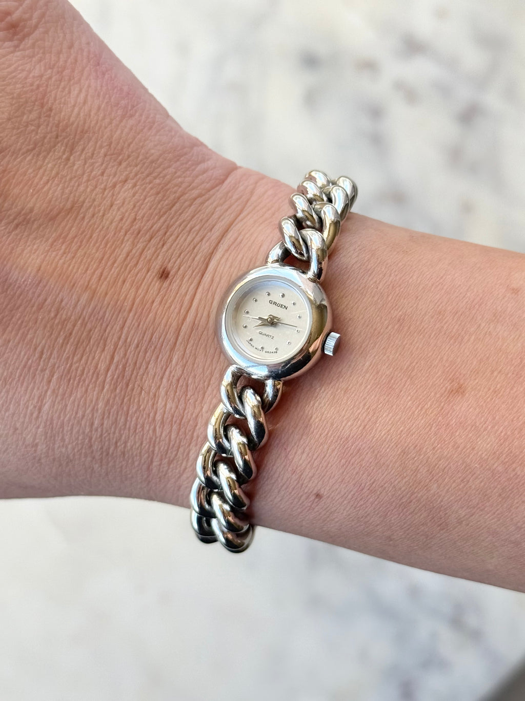 1990's Gruen Quartz Chain Bracelet Watch