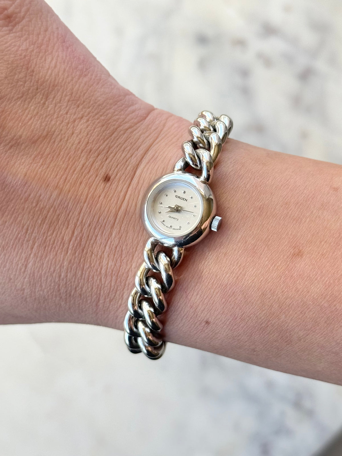 1990's Gruen Quartz Chain Bracelet Watch