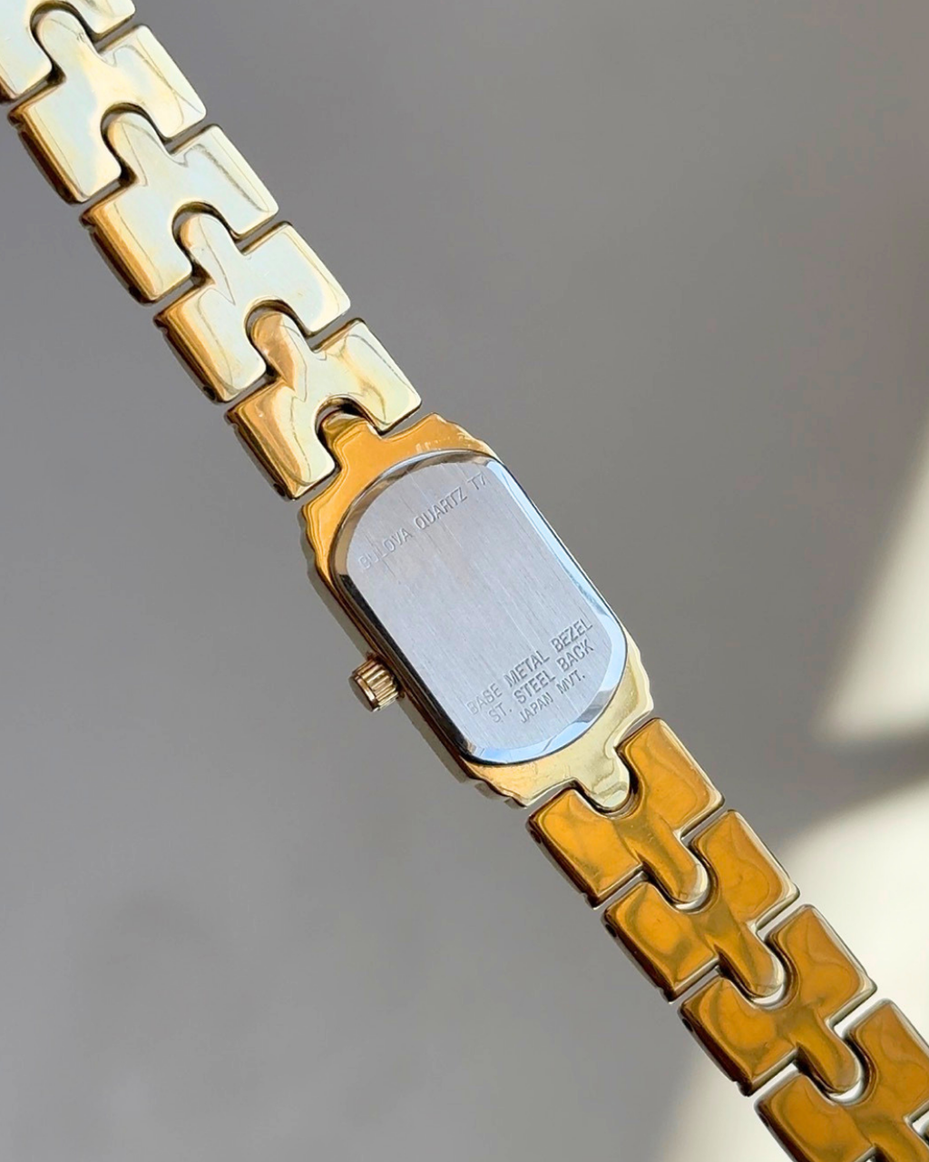 1997 Bulova Tonneau Gold Tone Bracelet Watch