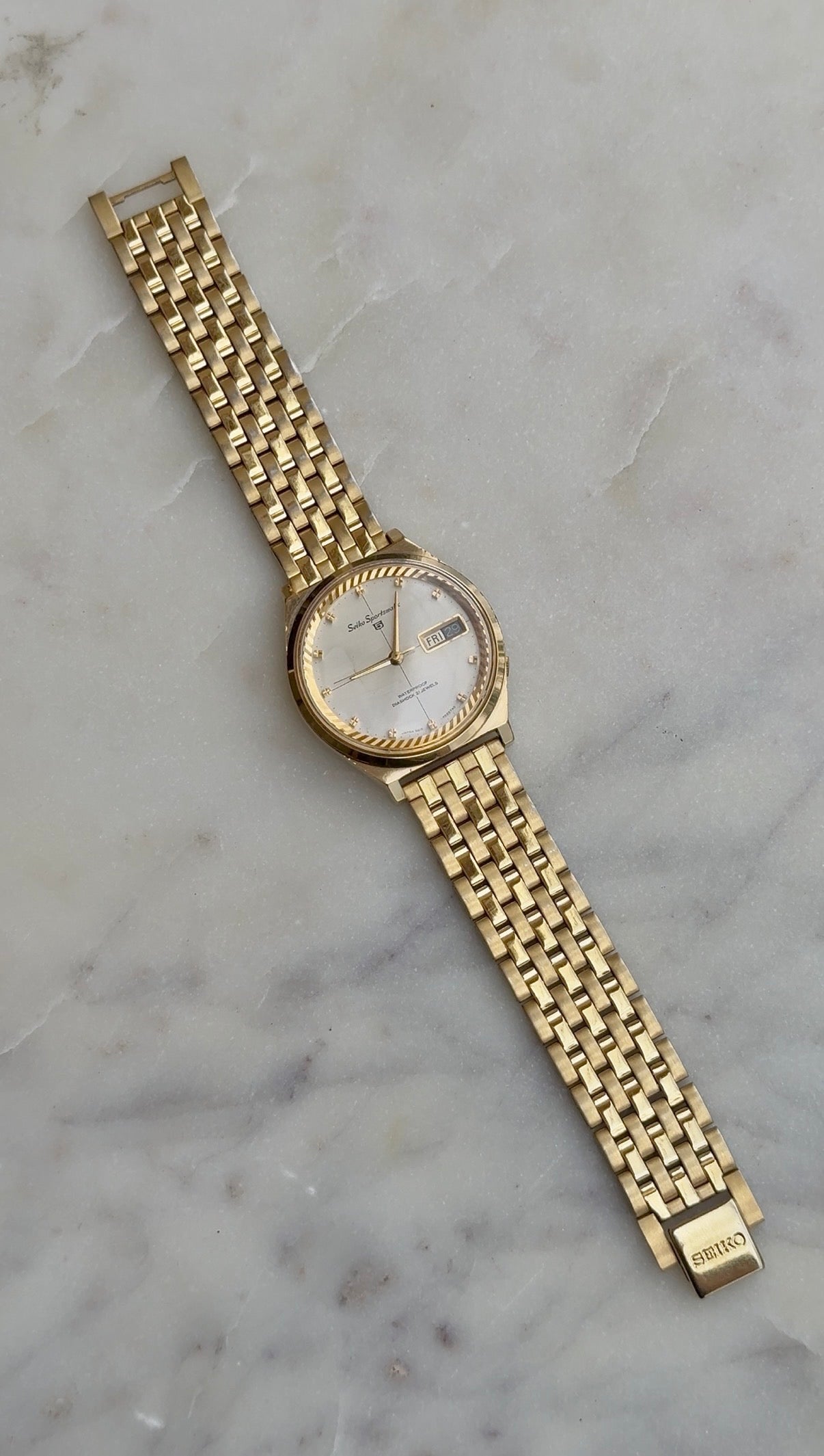 1965 Seiko Sportsmatic 5 “Dolphin” Gold Electroplated Day Date Watch