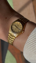 1981 Seiko Quartz SQ Roman “President” Gold Tone Day Date Watch