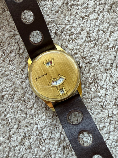 1960’s Endura Gold Tone Jump Hour Mechanical Watch