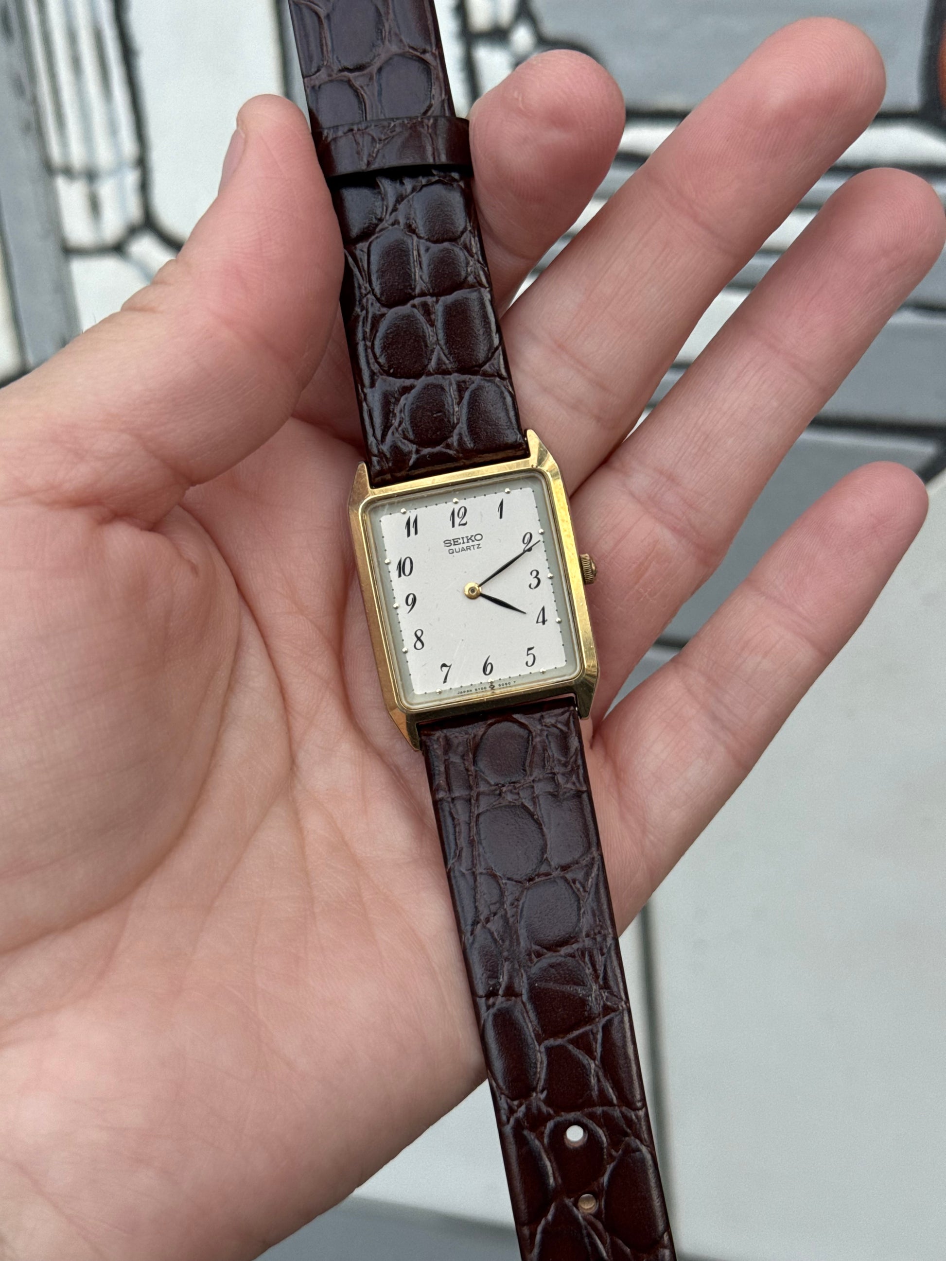 1997 Seiko Quartz Gold Tone Tank Watch