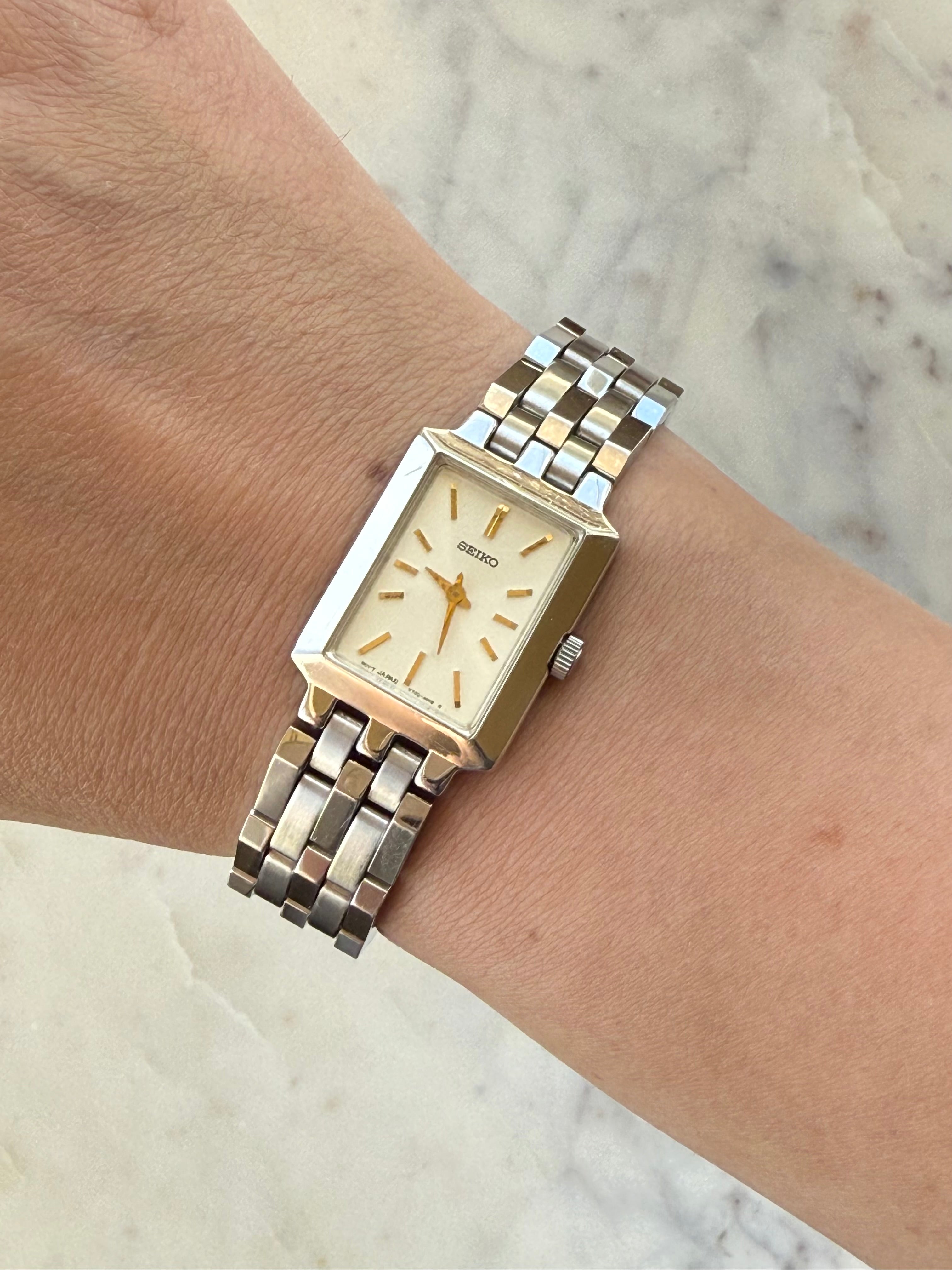 1998 Seiko Silver Tone Tank Watch