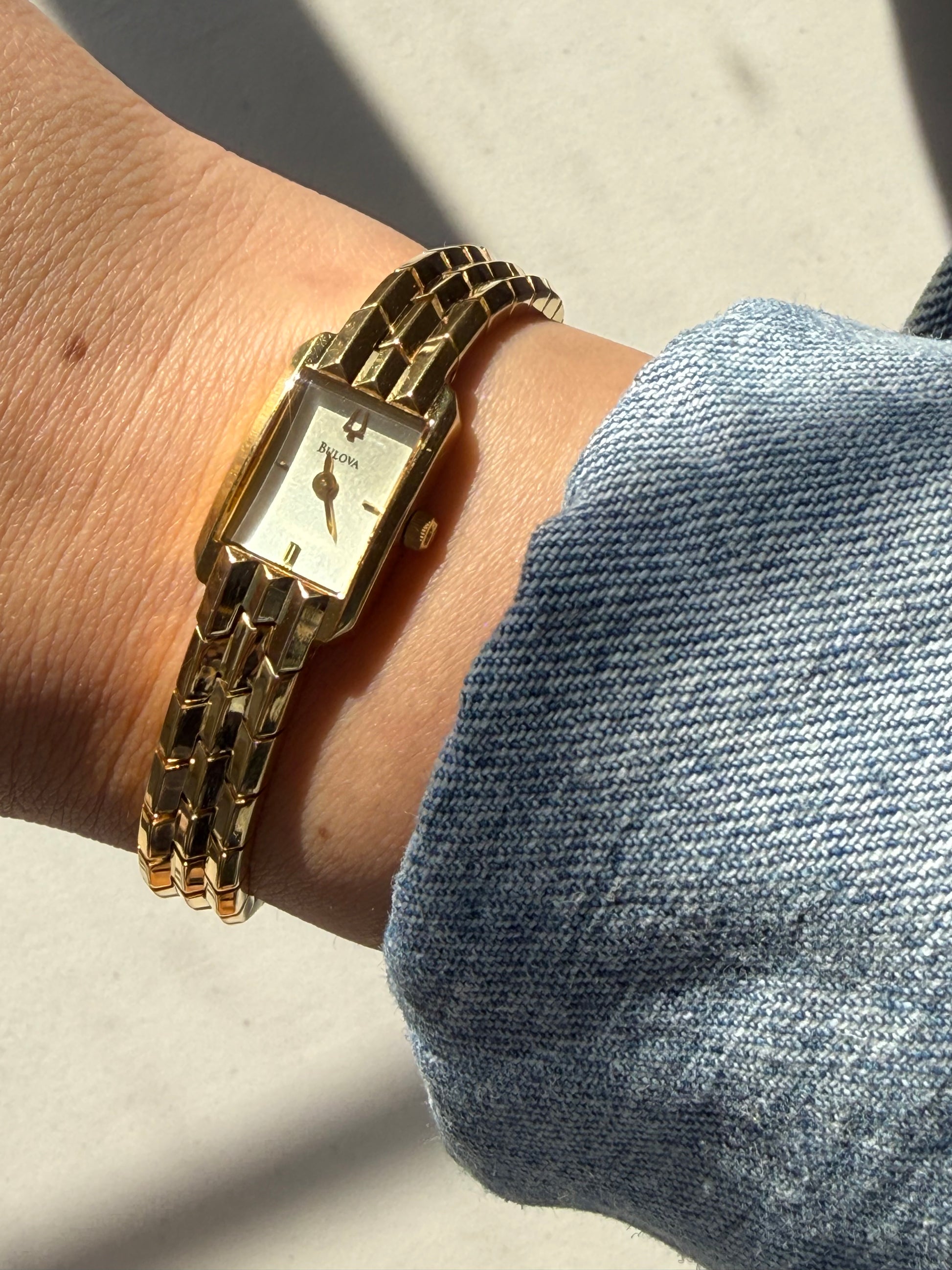 2003 Bulova Gold Tone Tank Watch