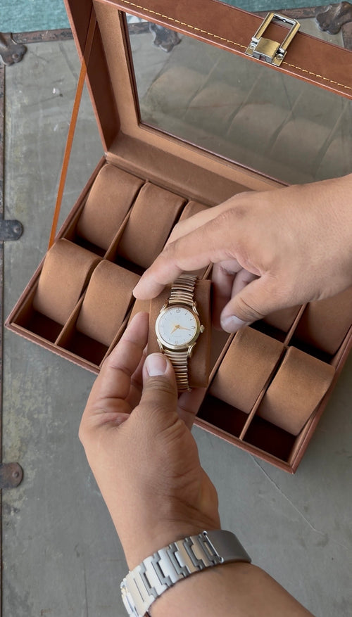 12 Slot Brown leatherette watch display box