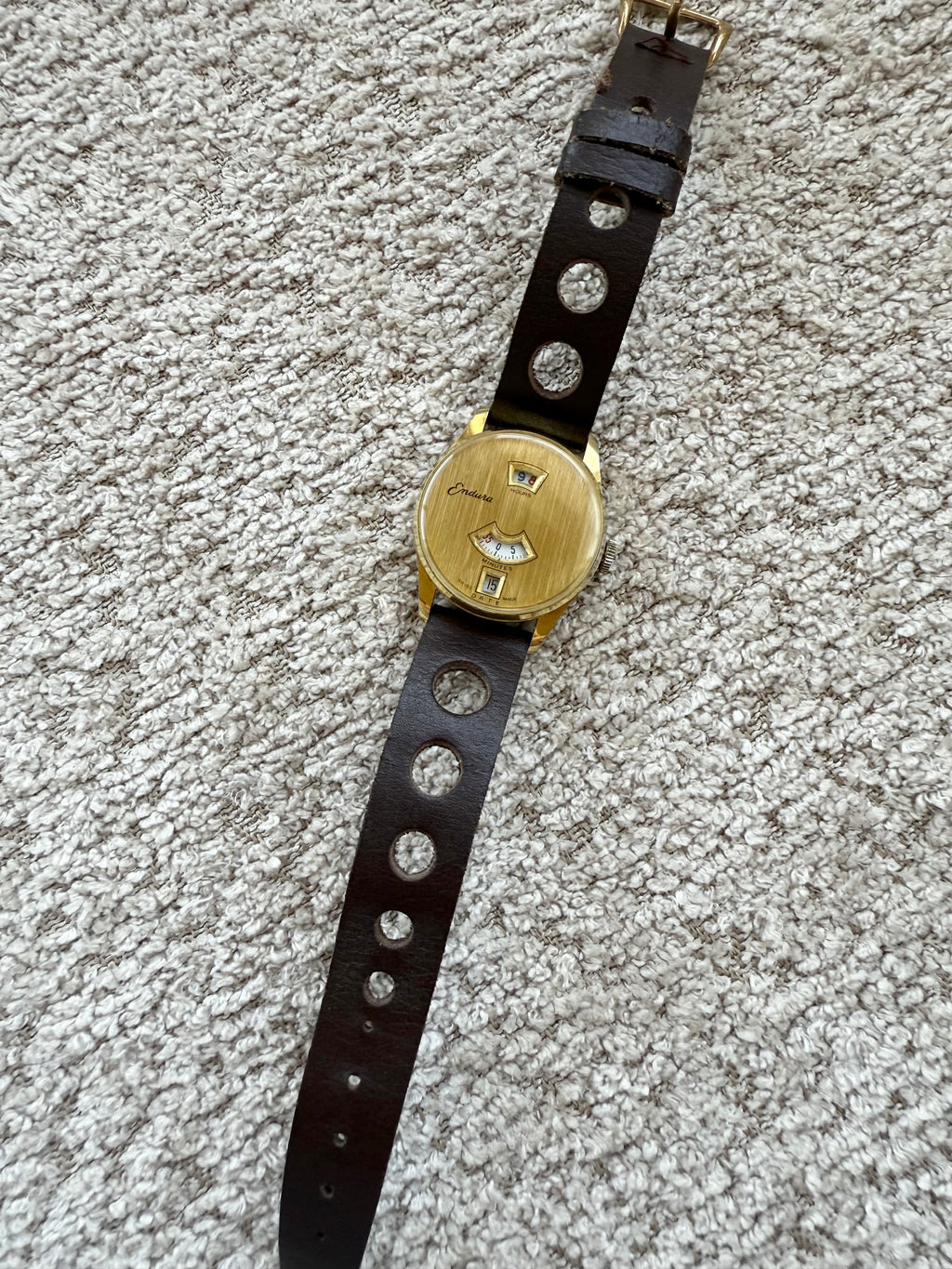 1960’s Endura Gold Tone Jump Hour Mechanical Watch