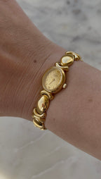 1990’s Pulsar Quartz By SEIKO Oval Gold Tone Bracelet Watch