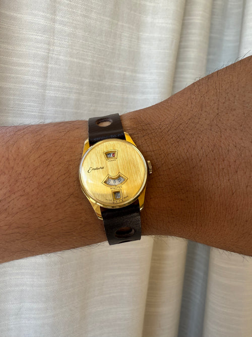 1960’s Endura Gold Tone Jump Hour Mechanical Watch