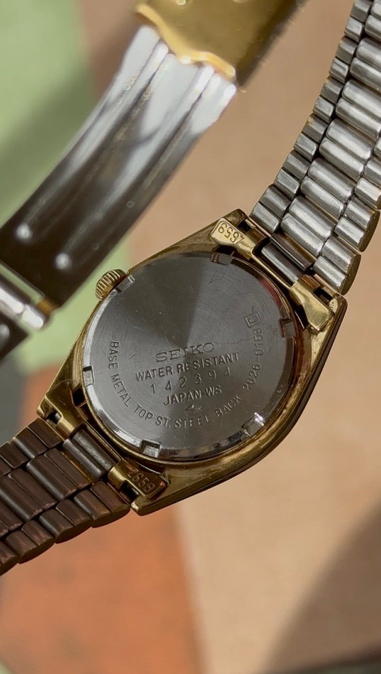 1981 Seiko Quartz SQ Roman “President” Gold Tone Day Date Watch