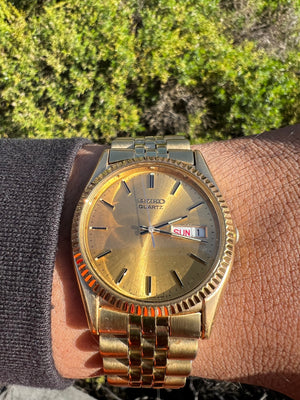 1996 Seiko Quartz “President” Day-Date Gold Tone Watch