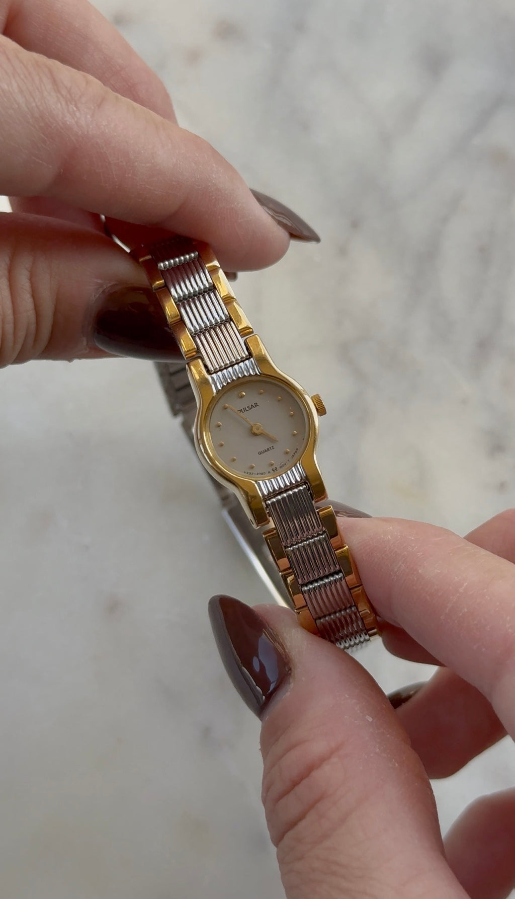1989 Pulsar Quartz By Seiko Two Tone Bracelet Watch