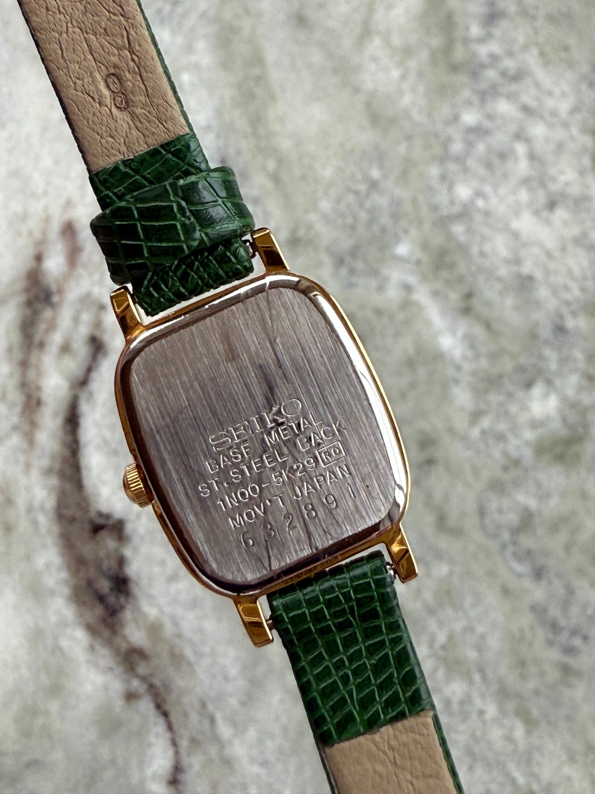 1996 Seiko Gold Tone Barrel Tank Watch