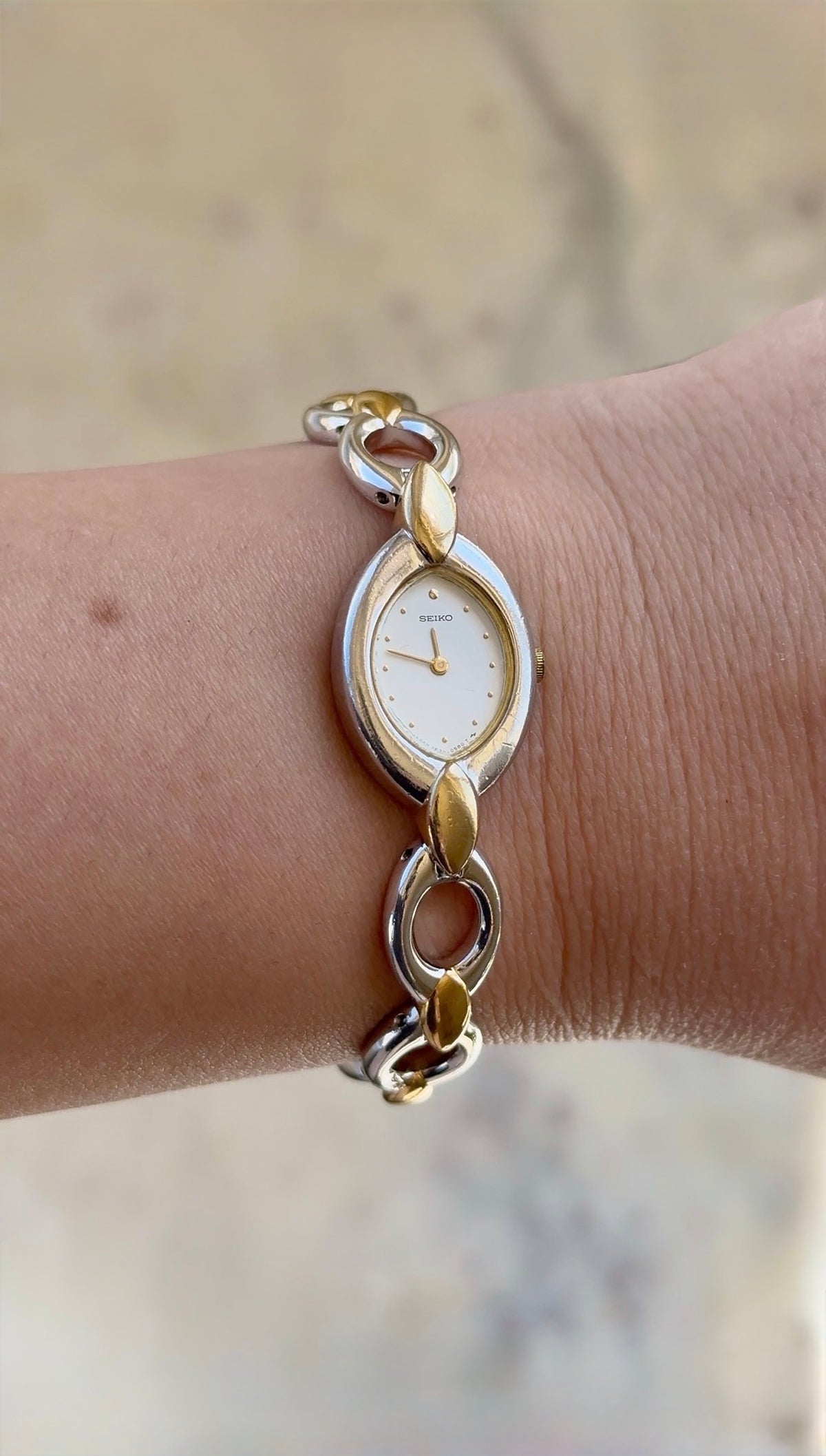 1985 Seiko Oval Two Tone Bracelet Watch