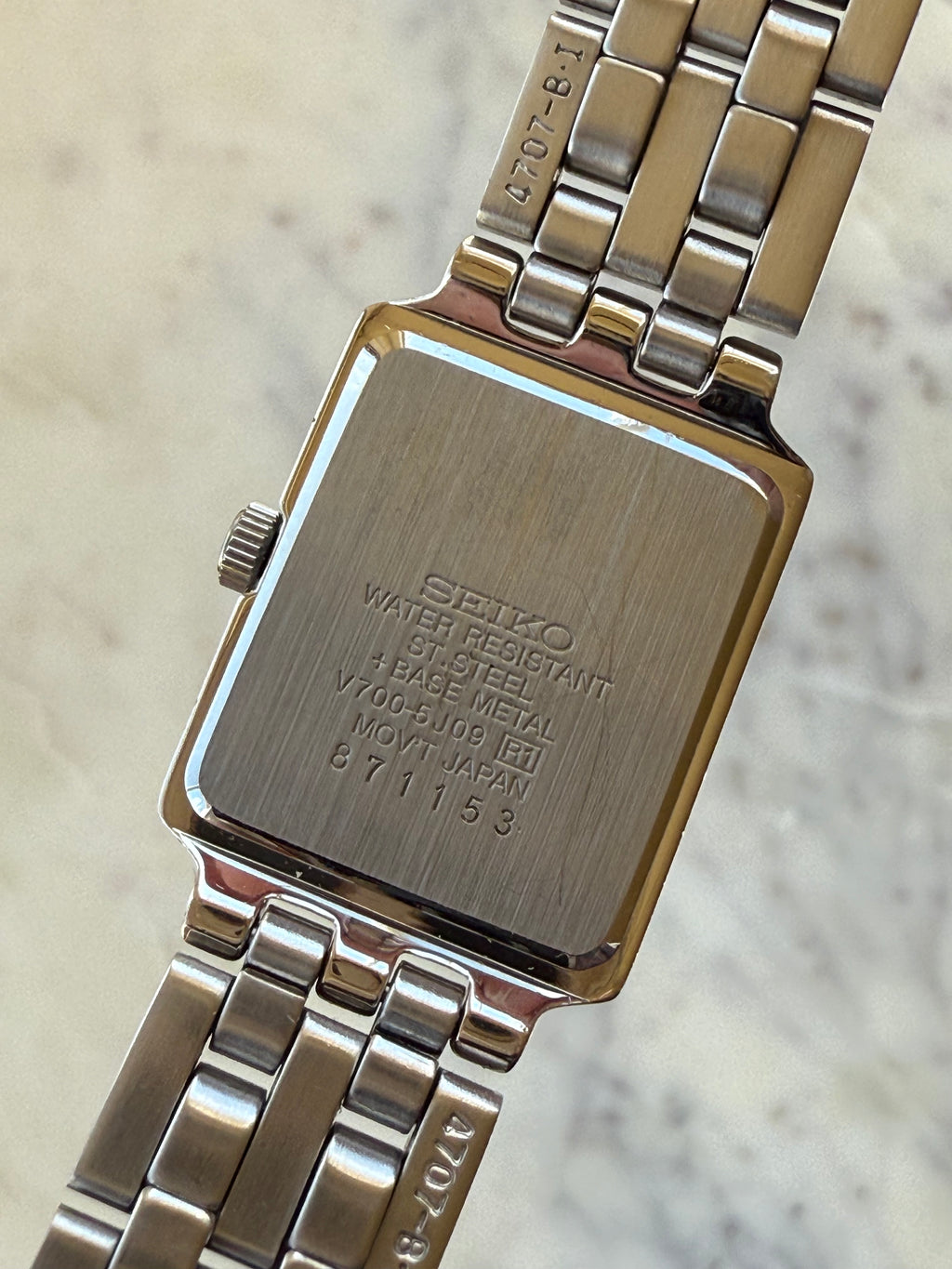 1998 Seiko Silver Tone Tank Watch