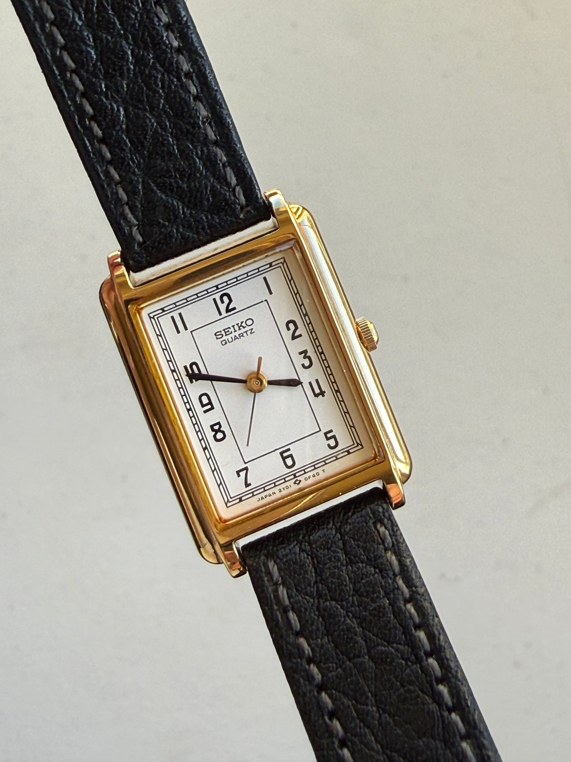 1997 Seiko Quartz (NOS) Gold Tone Tank Watch