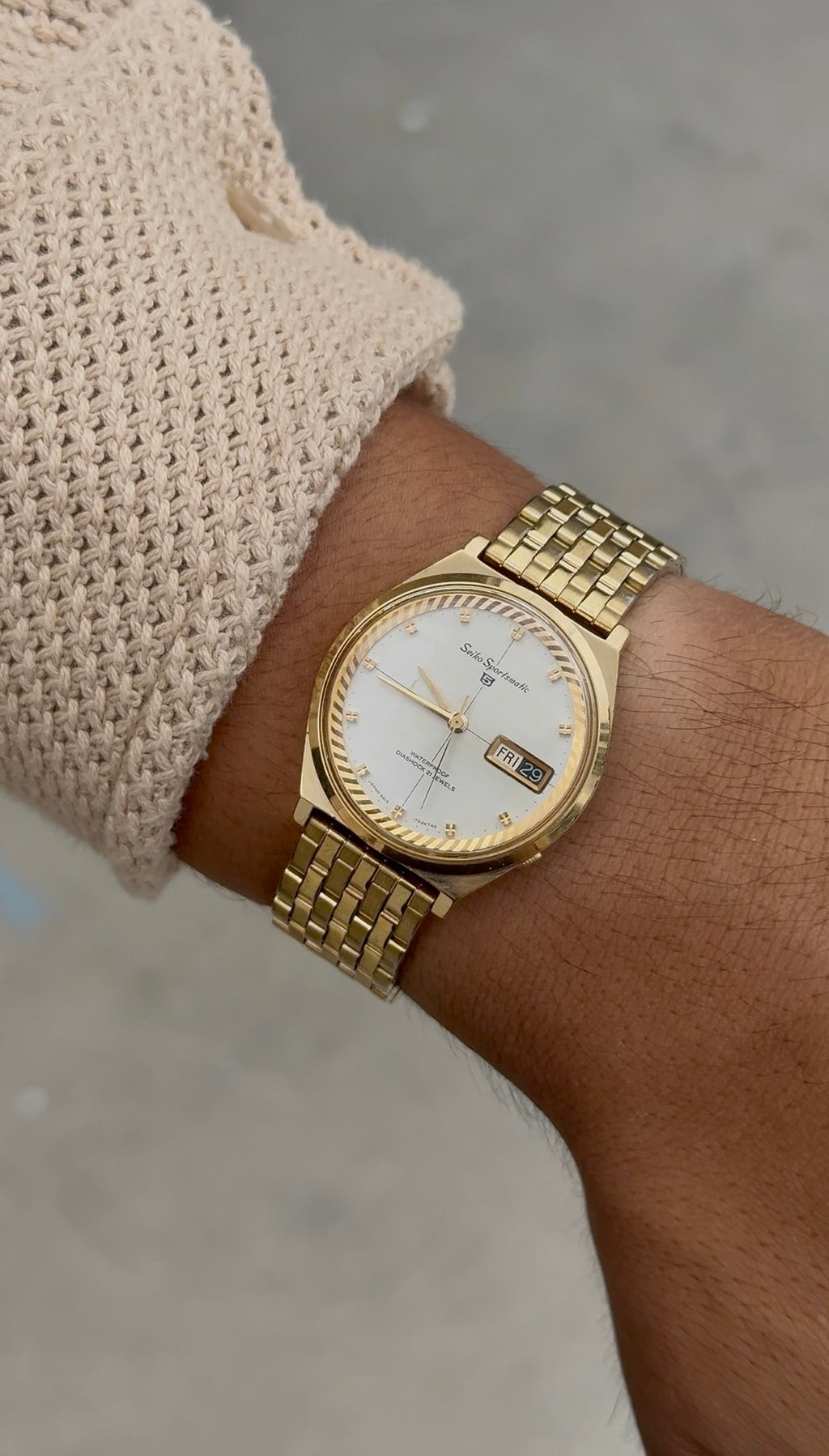 1965 Seiko Sportsmatic 5 “Dolphin” Gold Electroplated Day Date Watch