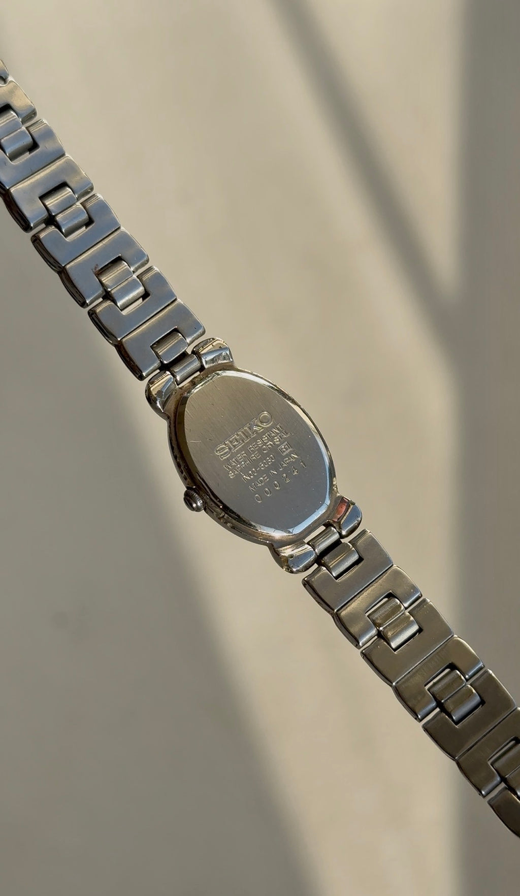 1990 Seiko Silver Tone Oval Bracelet Watch